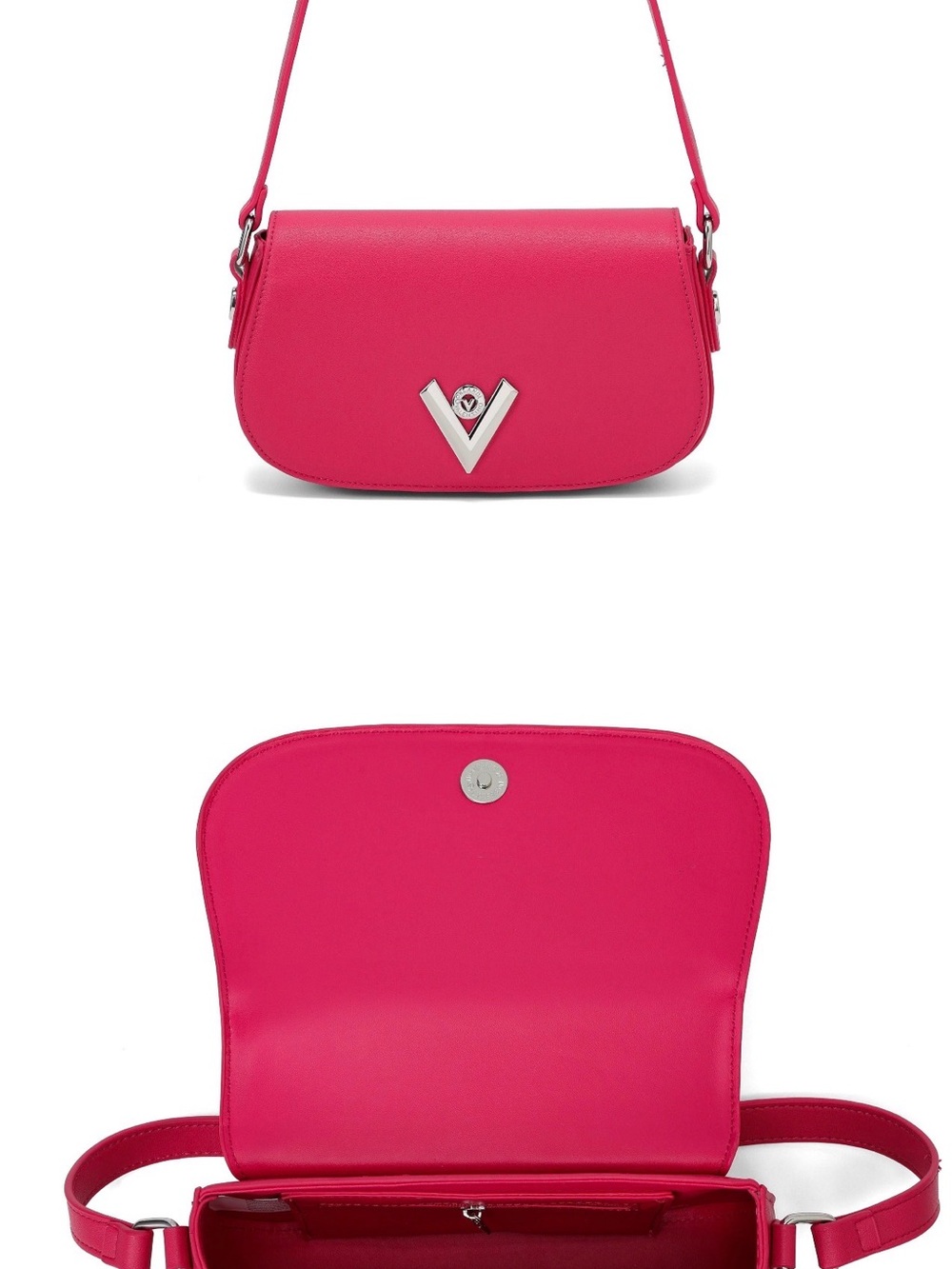 Valentino Orlandi Hot Pink Crossbody with V Emblem